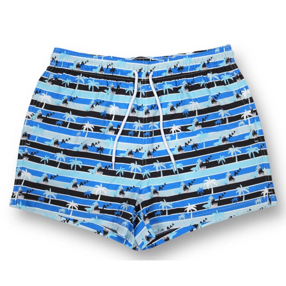 Lumber Legs Swim Shorts Men’s XL Shark Attack Stretch Liner Pockets Beach Pool